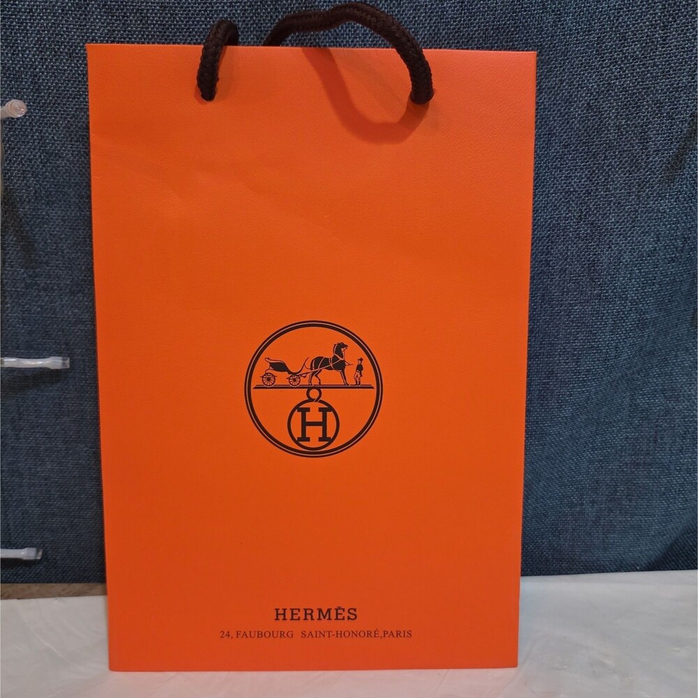 Hermes Small Orange Shopping Bag Authentic Paper Gift Tote Luxury Decor
